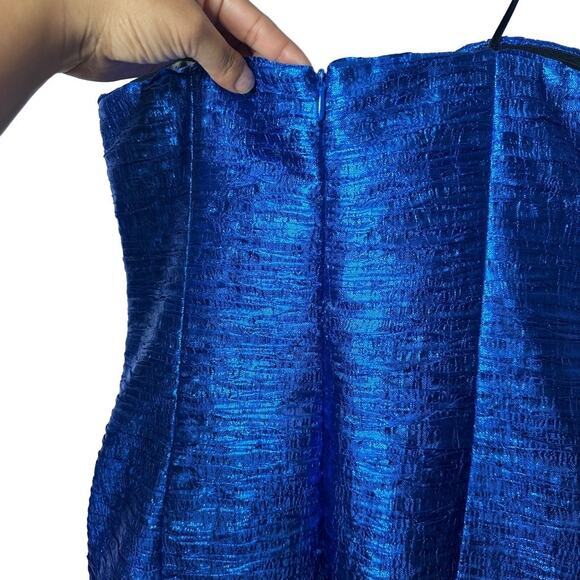 Ronny Kobo Ray Dress in Cobalt Blue Size XS/S Metallic Bows Bodycon Feminine - Picture 9 of 12